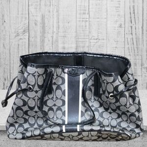 Coach Black And White Monogram Racer Stripe Shoulder Bag